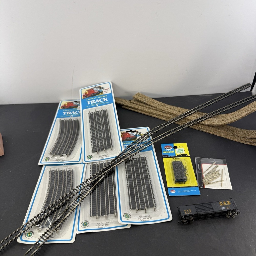 Bachmann N Scale Track Lot Straight Curved Turnout Cork Roadbed Model Power CSX